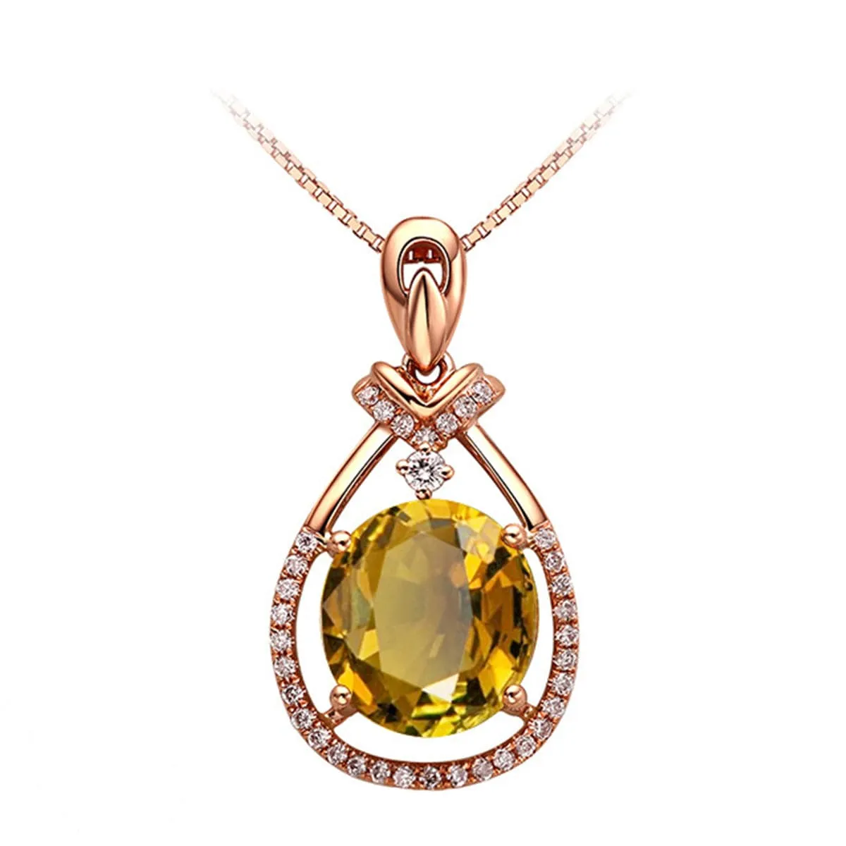 Yellow Cubic Zirconia & Crystal Teardrop Pendant Necklace