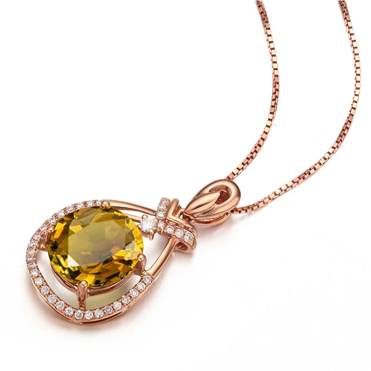 Yellow Cubic Zirconia & Crystal Teardrop Pendant Necklace
