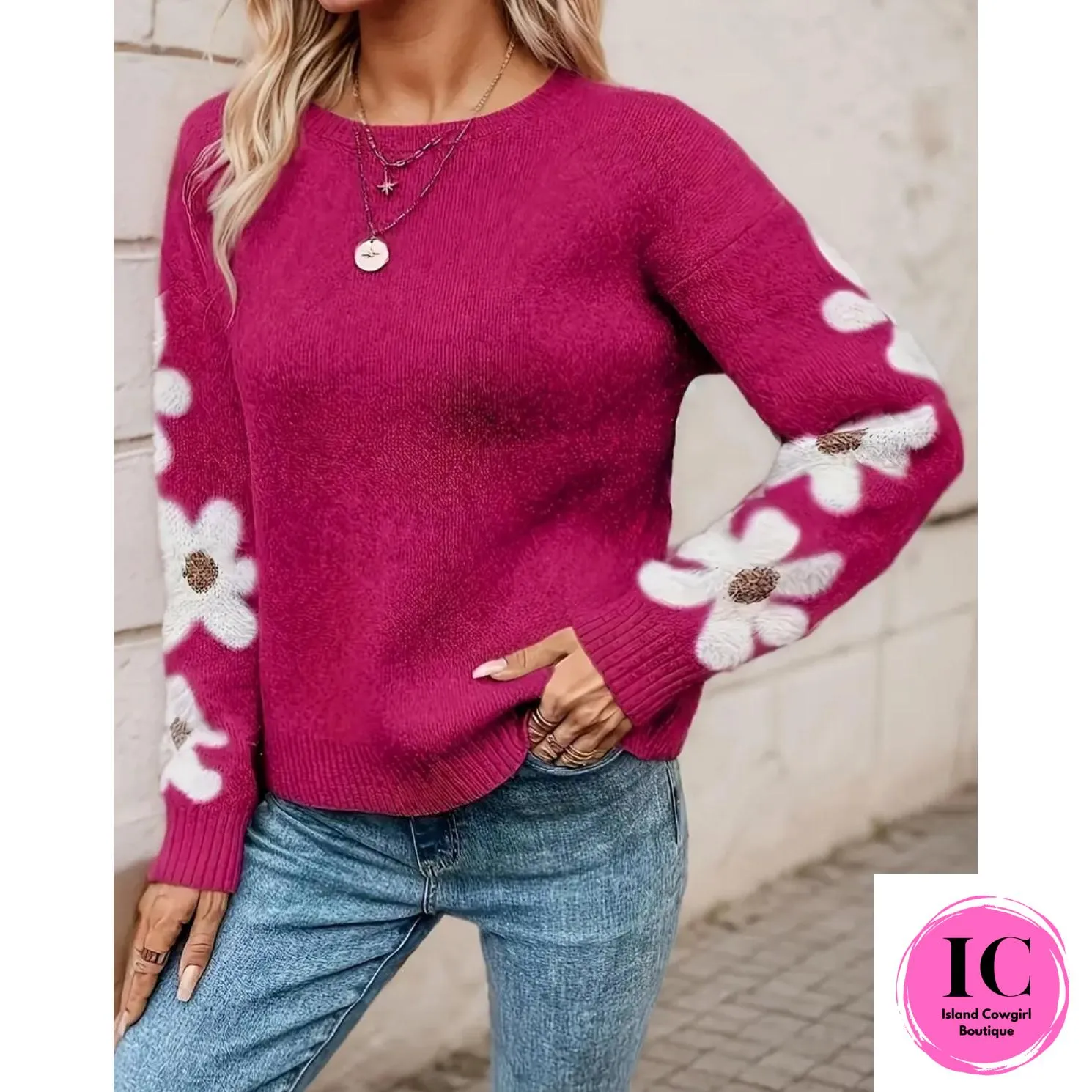 You're All I Want Pink Floral Sweater