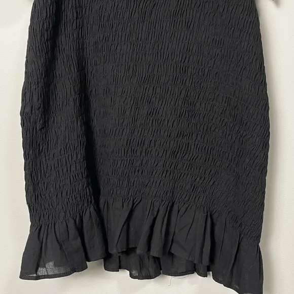 Zara Women's Black Eyelet Smocked Ruffle Mini Dress Short