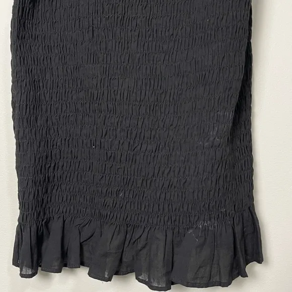 Zara Women's Black Eyelet Smocked Ruffle Mini Dress Short